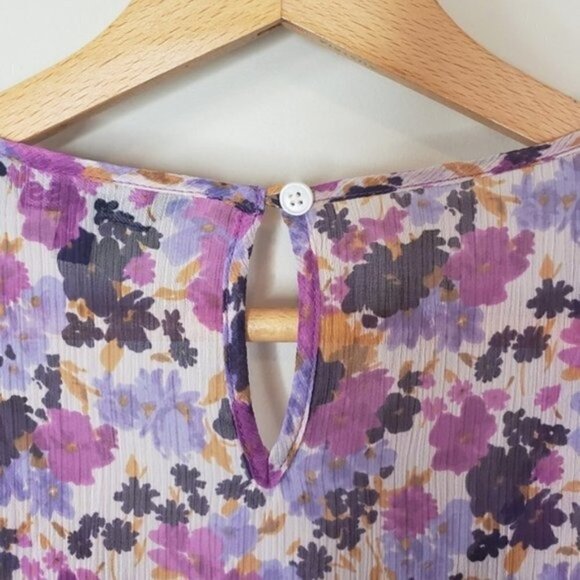Express | Purple Floral Ruffle Front Tank Blouse Size XS - Picture 3 of 6
